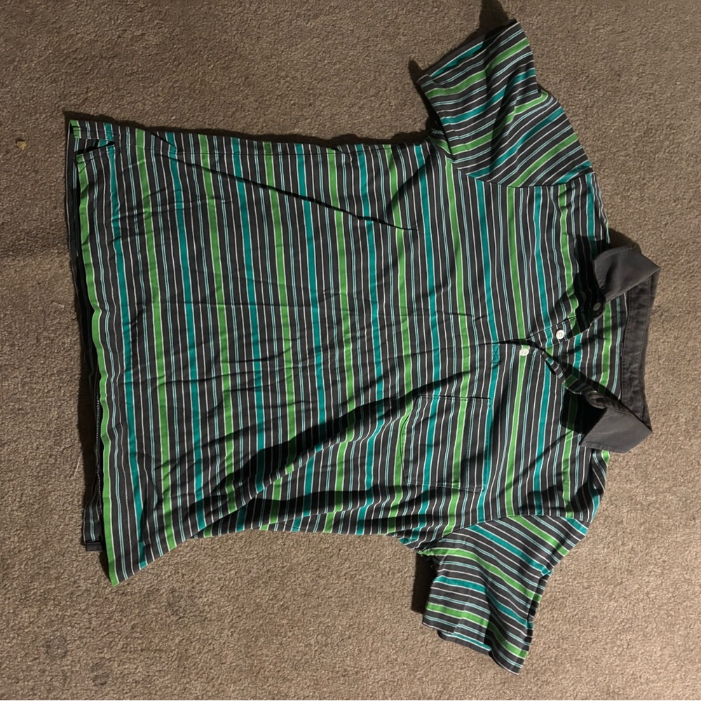 Striped Polo Shirt - Green and Black